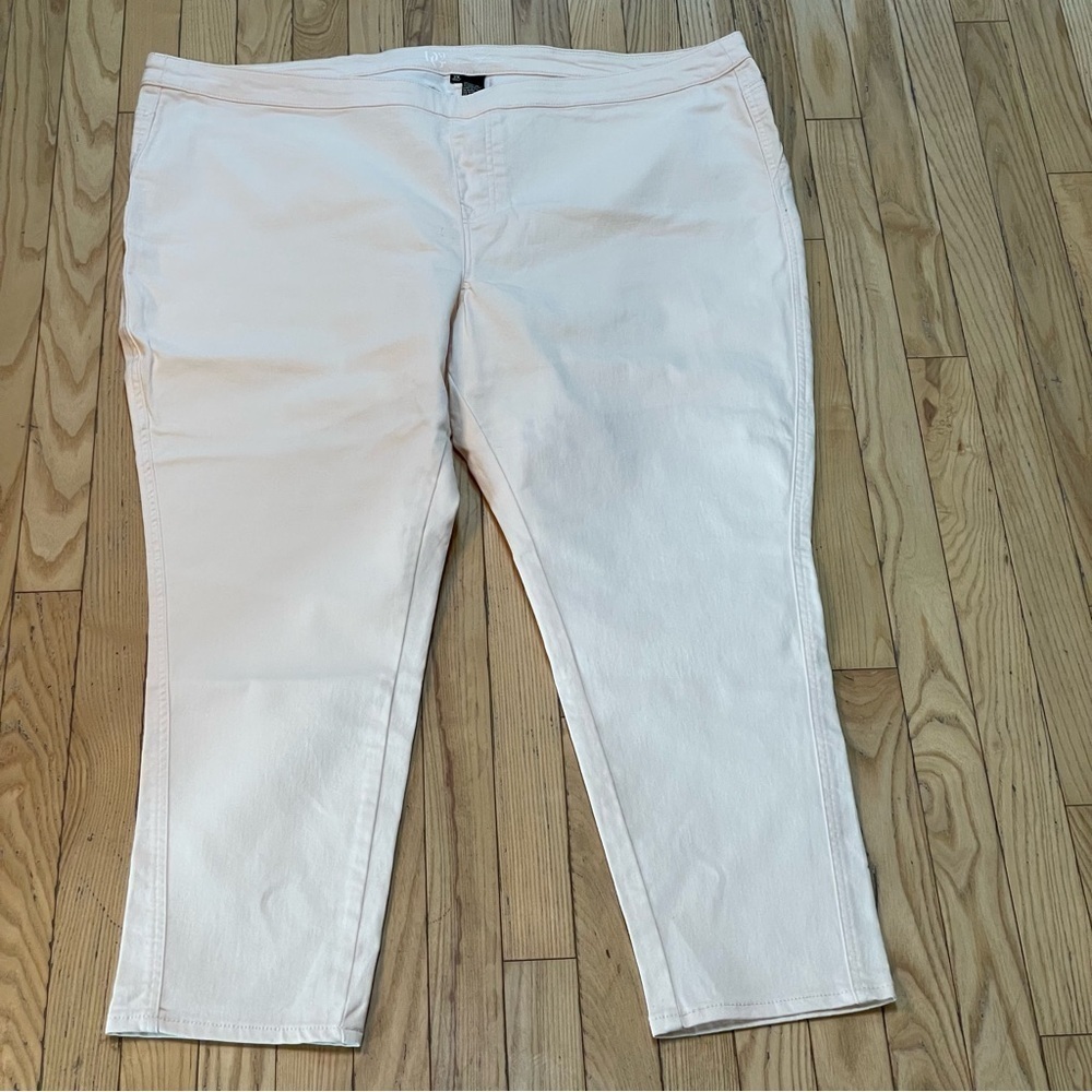 DG2 by Diane Gilman High Waisted Pull on Stretch Skinny‎ Jean Cream Off White 3X